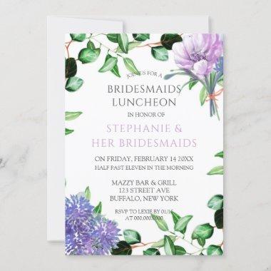 Lavender Hydrangeas Floral Bridesmaids Luncheon Invitations