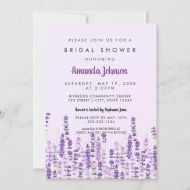 Lavender Light Purple Flowers Bridal Shower Invitations