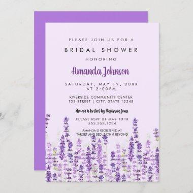 Lavender Light Purple Flowers Watercolor Invitations