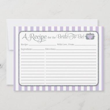Lavender Lilac Gray Bridal Shower Recipe Invitations
