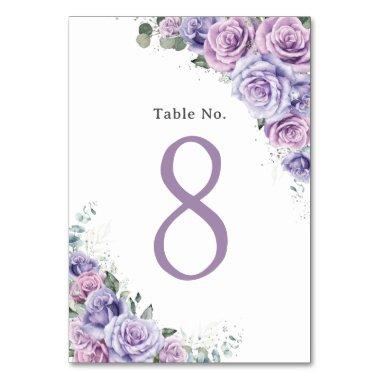 Lavender Lilac Purple Floral Birthday Quinceanera Table Number