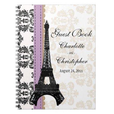 Lavender Parisian Eiffel Tower Wedding Guest Book