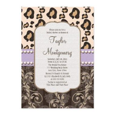 Lavender Pearl Leopard Print Bridal Shower Invitations