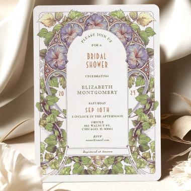 Lavender Petunia Bridal Shower Art Nouveau Deco Invitations