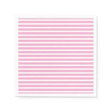 Lavender Pink White Simple Horizontal Striped Napkins
