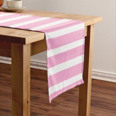 Lavender Pink White Simple Horizontal Striped Short Table Runner