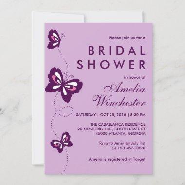 Lavender Purple Butterfly Swirl Wedding Invitations