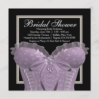 Lavender Purple Corset Bridal Shower Invitations