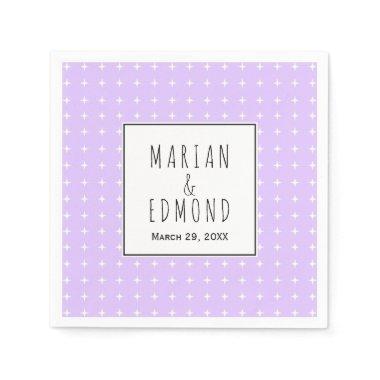 Lavender purple geometric typography wedding napkins