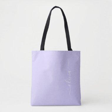 Lavender Purple Girly Script Monogram Modern Tote Bag