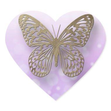 Lavender Purple Gold Butterfly Stickers