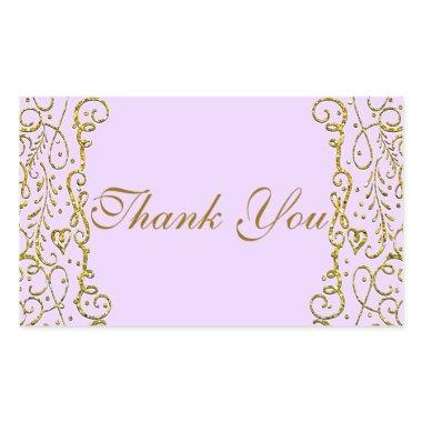 Lavender Purple Gold Royal Castle PRINCESS PARTY Rectangular Sticker