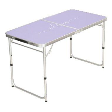 Lavender Purple Modern Script Girly Monogram Name Beer Pong Table
