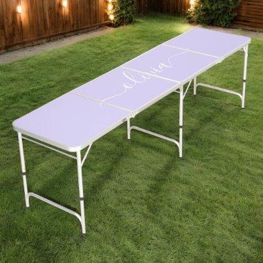 Lavender Purple Modern Script Girly Monogram Name Beer Pong Table