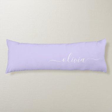 Lavender Purple Modern Script Girly Monogram Name Body Pillow