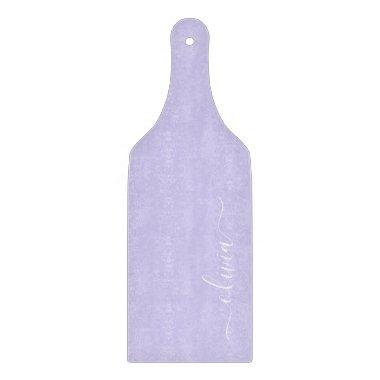 Lavender Purple Modern Script Girly Monogram Name Cutting Board