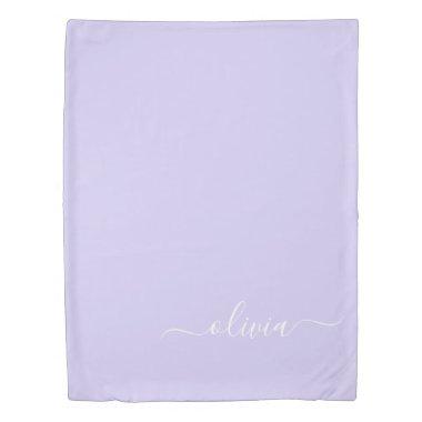 Lavender Purple Modern Script Girly Monogram Name Duvet Cover