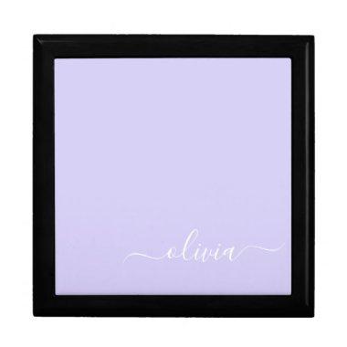 Lavender Purple Modern Script Girly Monogram Name Gift Box