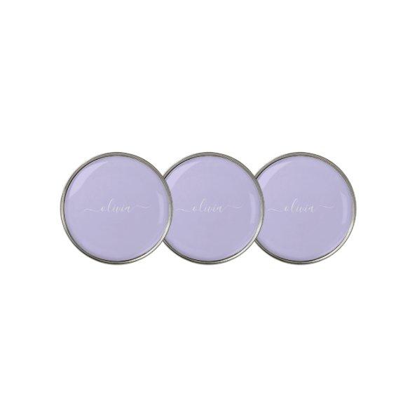 Lavender Purple Modern Script Girly Monogram Name Golf Ball Marker