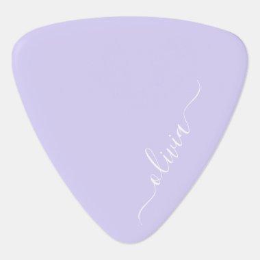 Lavender Purple Modern Script Girly Monogram Name Guitar Pick