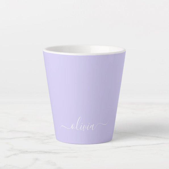 Lavender Purple Modern Script Girly Monogram Name Latte Mug