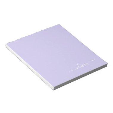 Lavender Purple Modern Script Girly Monogram Name Notepad