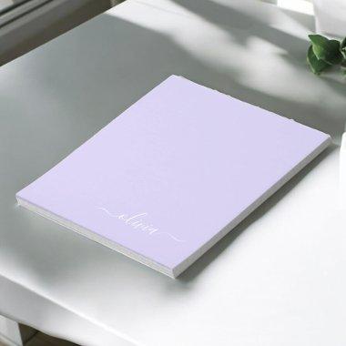 Lavender Purple Modern Script Girly Monogram Name Notepad