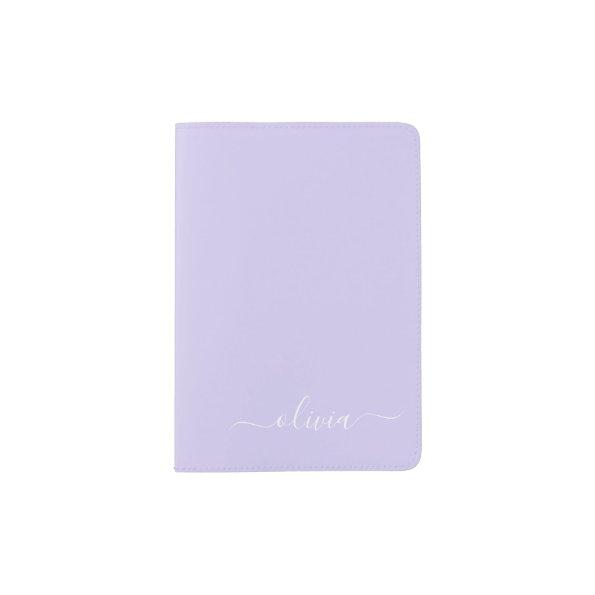 Lavender Purple Modern Script Girly Monogram Name Passport Holder