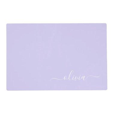 Lavender Purple Modern Script Girly Monogram Name Placemat