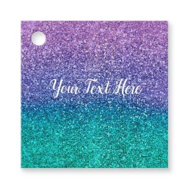 Lavender Purple & Teal Aqua Green Sparkly Party Favor Tags