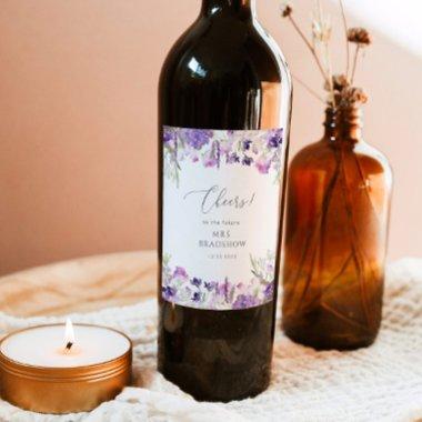 Lavender purple wildflower  wine label