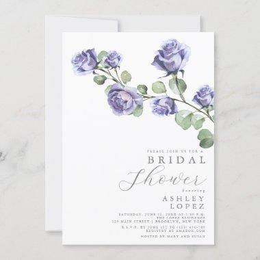 Lavender Rose Floral Elegant Minimal Bridal Shower Invitations
