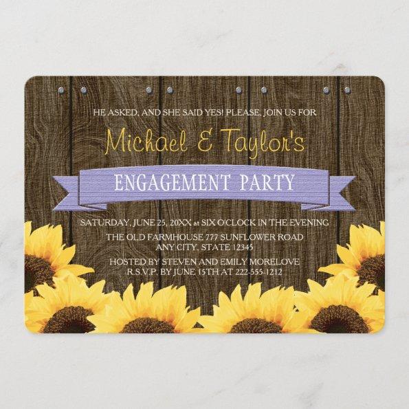 LAVENDER RUSTIC SUNFLOWER ENGAGEMENT PARTY Invitations