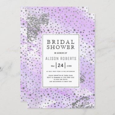 Lavender silver confetti wedding bridal shower Invitations