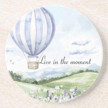 Lavender Stripes Balloon Floral  Coaster