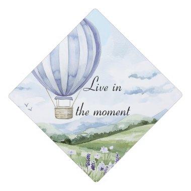 Lavender Stripes Balloon Floral  Graduation Cap Topper