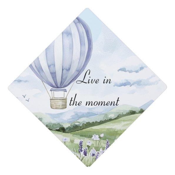 Lavender Stripes Balloon Floral  Graduation Cap Topper