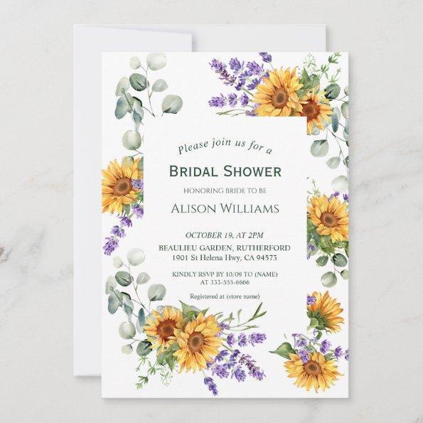 Lavender Sunflower Bridal Shower Invitations