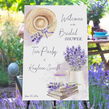 Lavender tea party bridal shower welcome sign