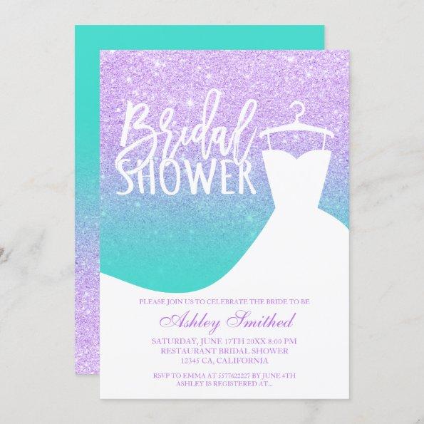 Lavender turquoise mermaid dress Bridal shower Invitations