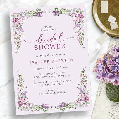 Lavender Vintage Bridal Shower Invitations