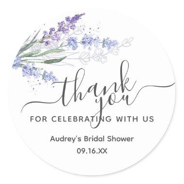 Lavender Watercolor Thank You Favor Classic Round Sticker