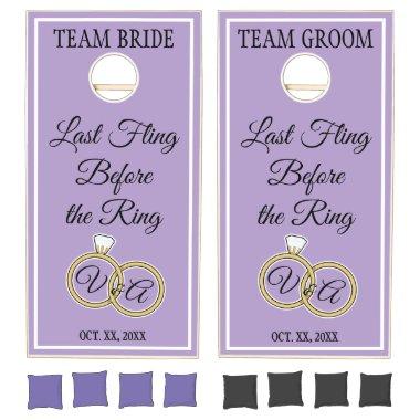 Lavender Wedding Personalized Rings Cornhole Set