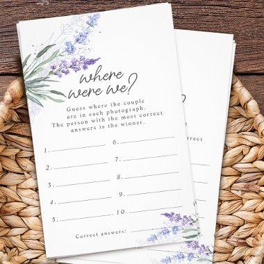 Lavender Where Were We Bridal Shower Game Flyer