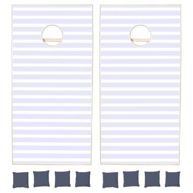 Lavender White Simple Horizontal Striped Cornhole Set