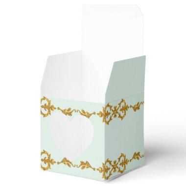 Leaf Damask Art Nouveau Glitter Reception Decor Favor Boxes