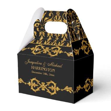 Leaf Damask Art Nouveau Glitter Reception Decor Favor Boxes