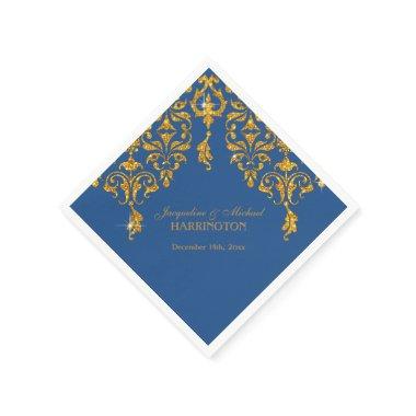 Leaf Damask Art Nouveau Glitter Reception Decor Napkins