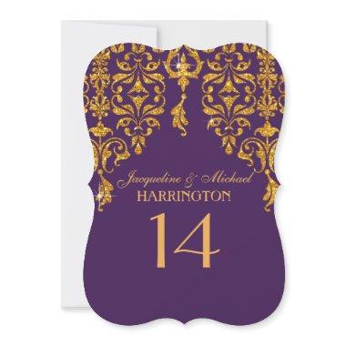 Leaf Damask Art Nouveau Glitter Table Number