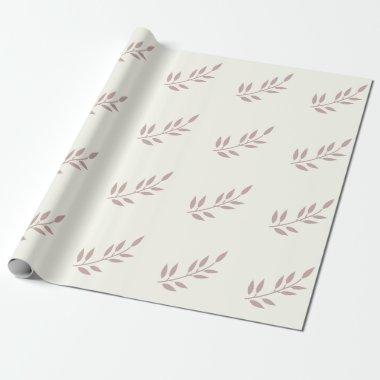 Leaf Dusty Rose Weddings Pink Ivory Off White Wrapping Paper